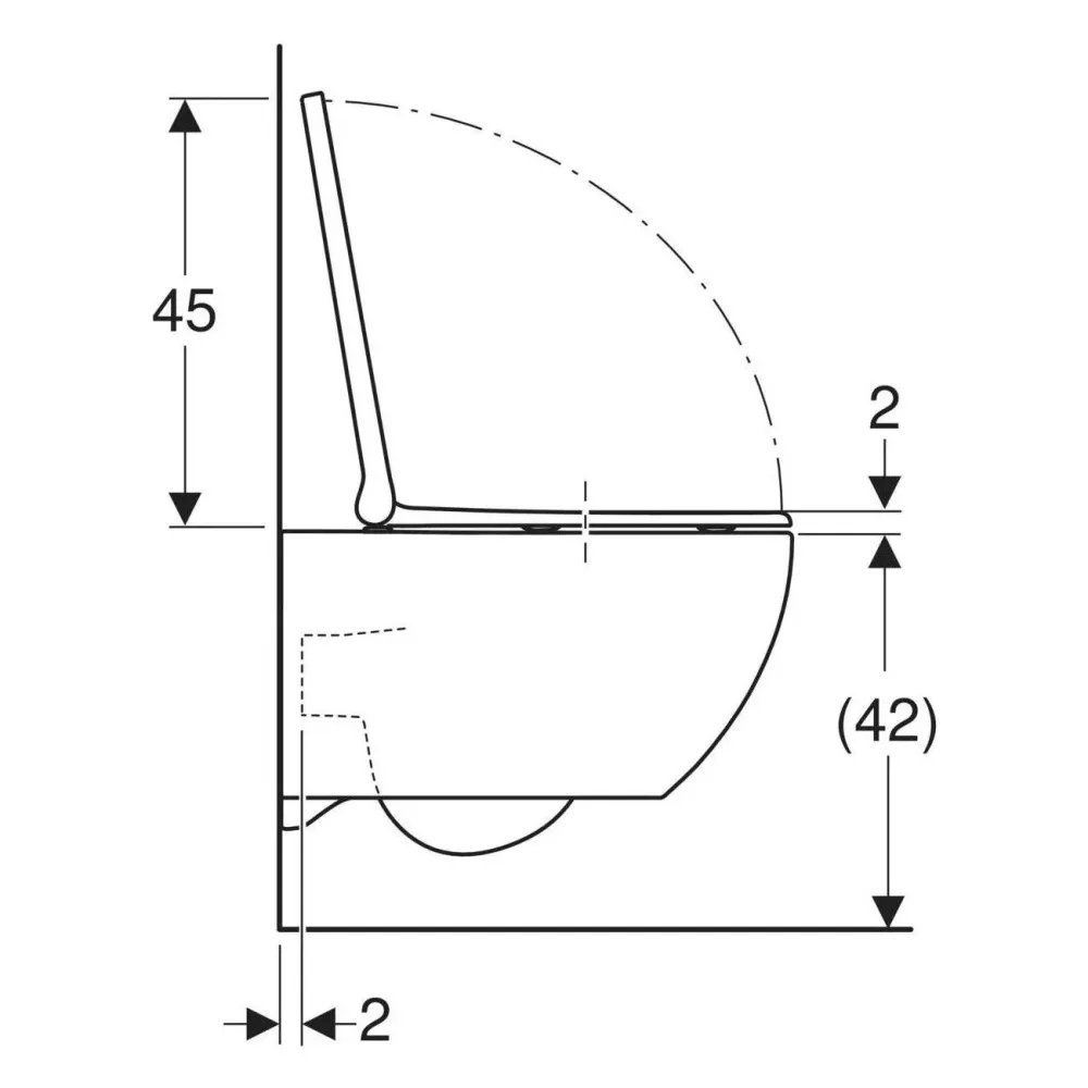 Geberit Acanto fali WC készlet, mélyöblítésű, Rimfree, zárt forma, TurboFlush öblítés, WC-ülőkével (502.774.00.1)