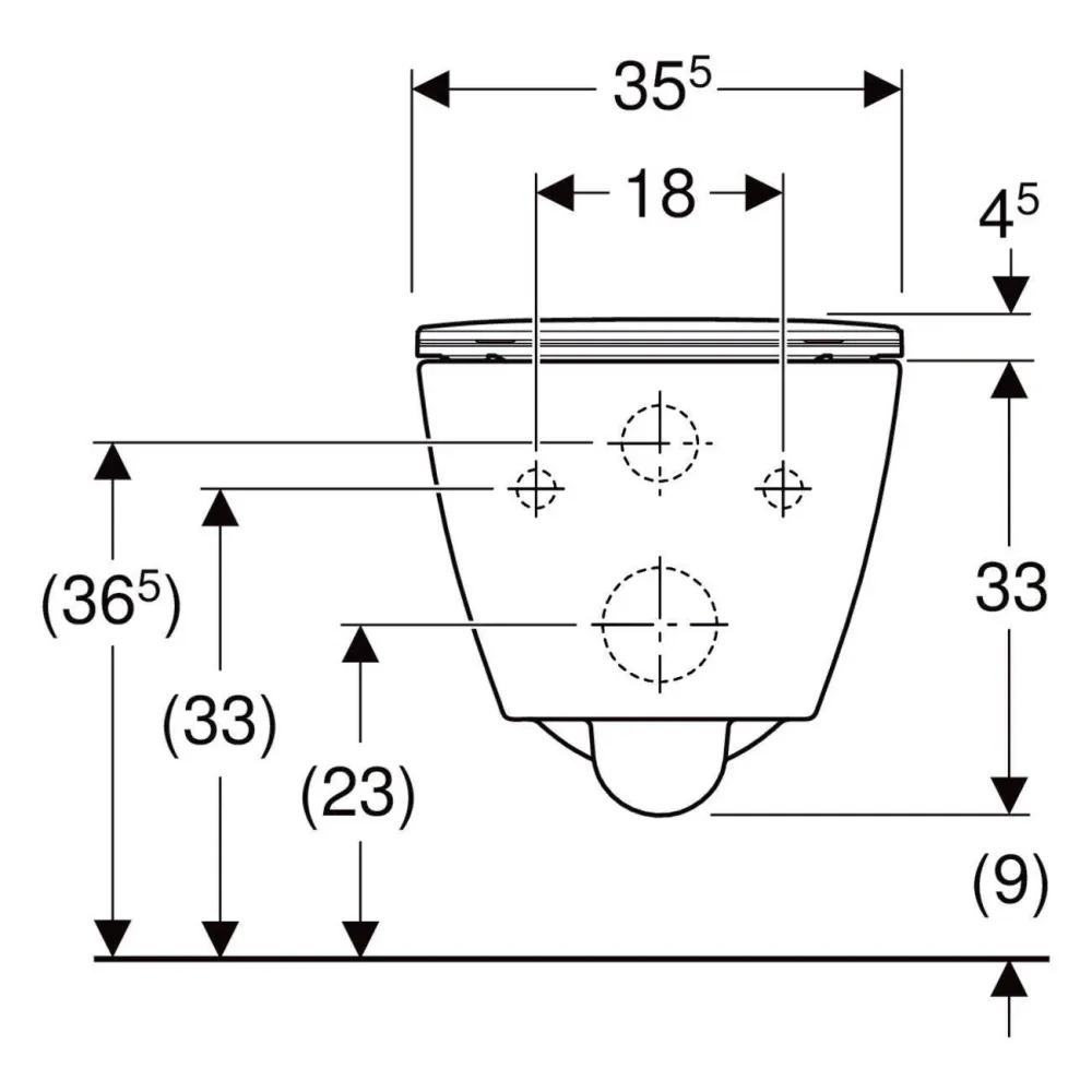 Geberit Smyle Square fali WC készlet, mélyöblítésű, zárt forma, Rimfree, 54cm, WC-tetővel, sandwich (500.685.01.1)