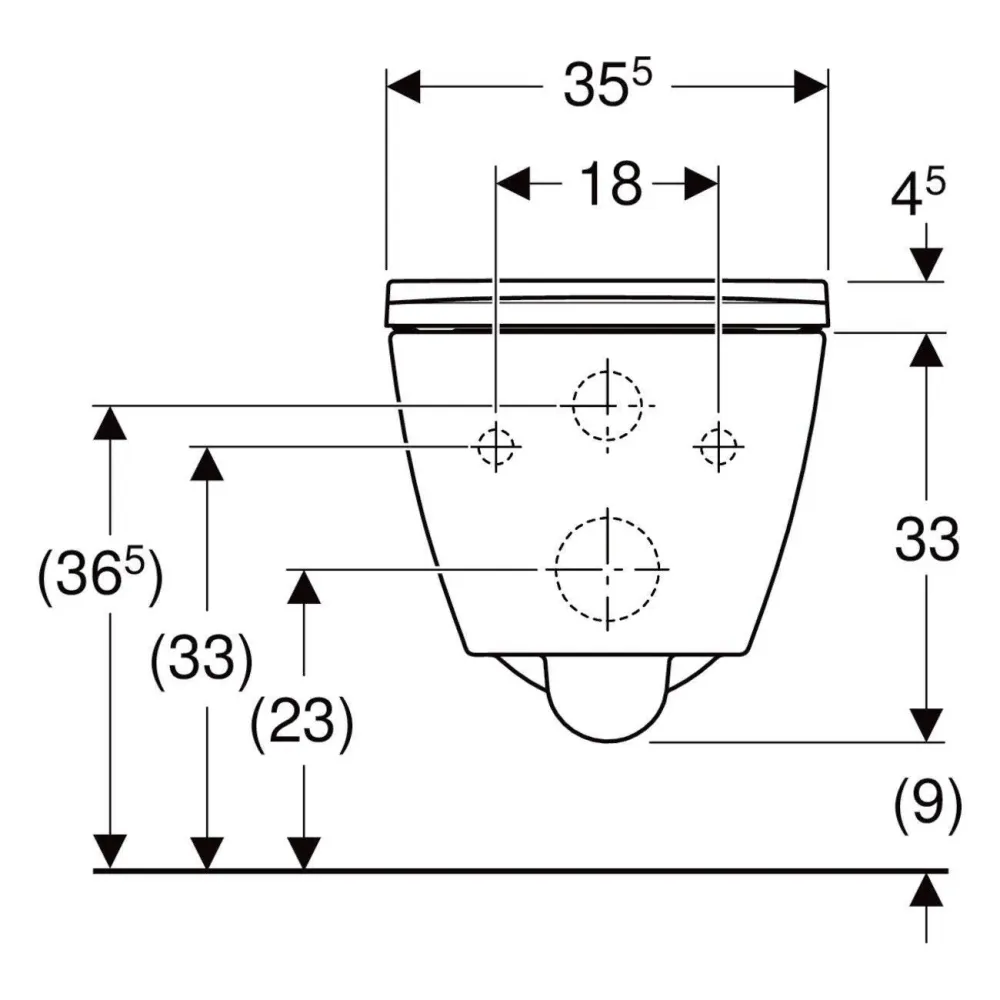 Geberit Smyle Square fali WC készlet, mélyöblítésű, zárt forma, Rimfree, 54cm, WC-tetővel, keskeny (500.683.00.2)