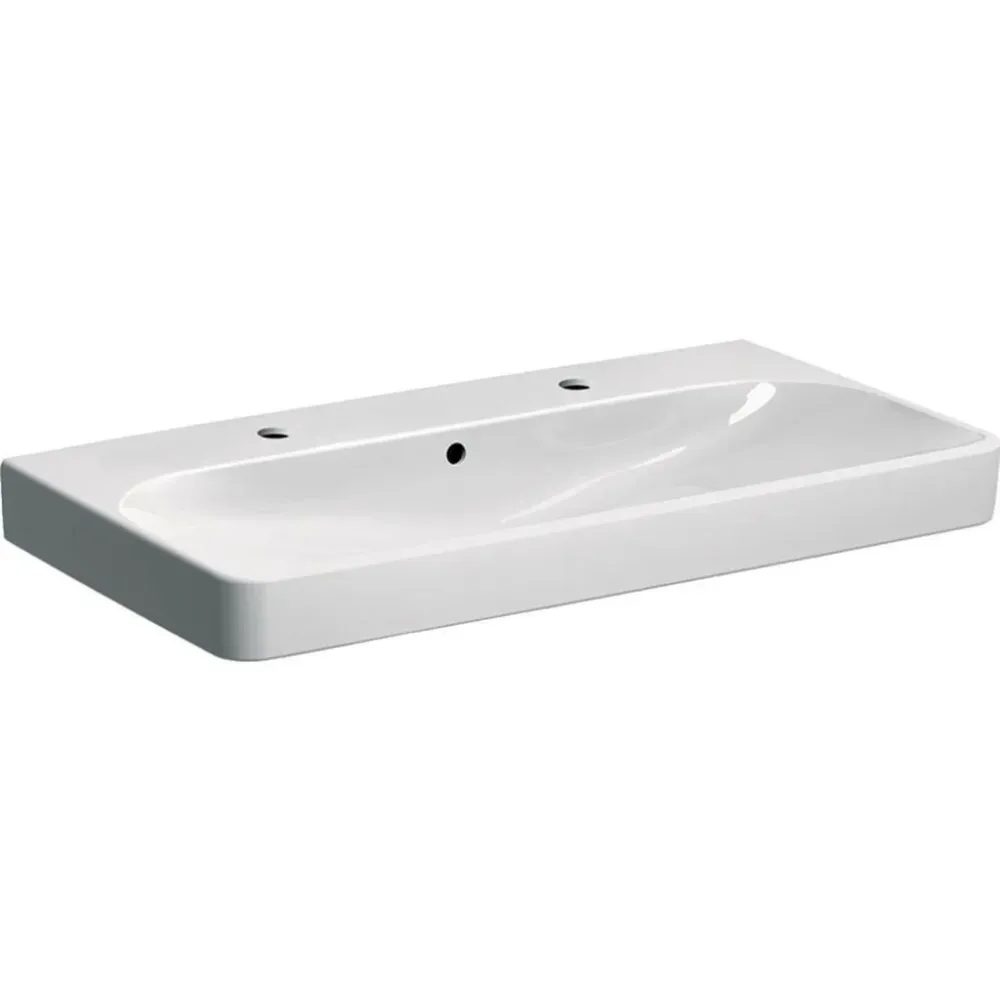 Geberit Smyle Square mosdó, 90x16.5x48cm, csaplyuk bal és jobb oldalt, túlfolyóval (500.252.01.1)