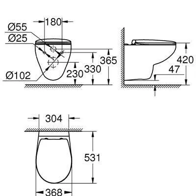 Grohe Bau Ceramic fali, mélyöblítésű WC-csésze, lecsapódásmentes WC-ülőkével (39351000)