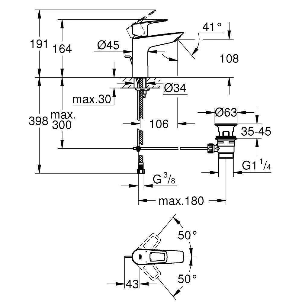 Grohe Bauloop mosdócsaptelep M (23762001)