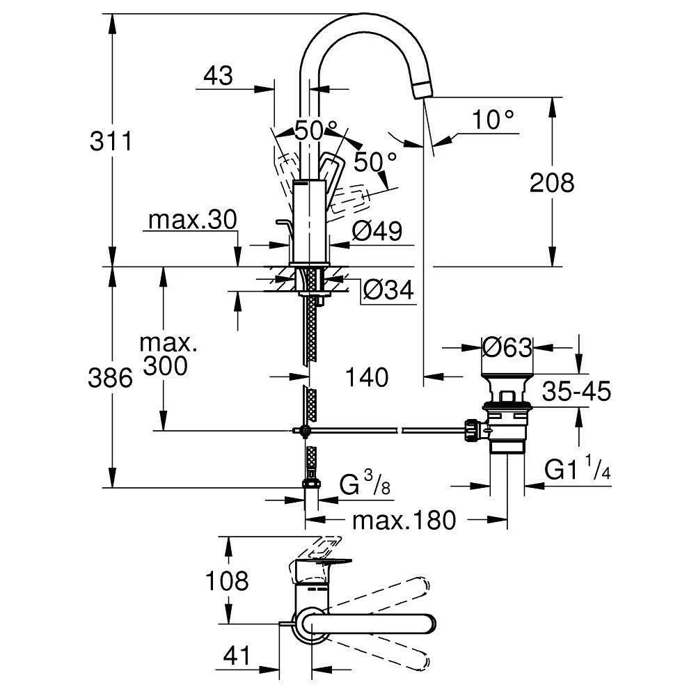 Grohe Bauloop mosdócsaptelep L-es méret (23763001)