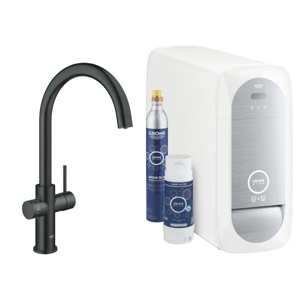 Grohe Blue Home C-kifolyós kezdőkészlet S-es méretű filterrel, szín: bársony fekete (31455KS1)