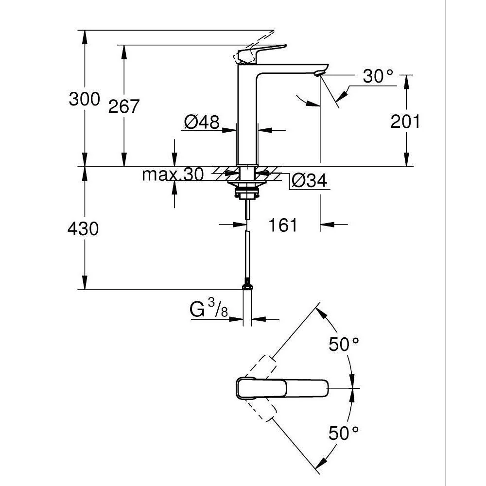Grohe Cubeo mosdó csaptelep, XL-es méret, matt fekete (1017292430)