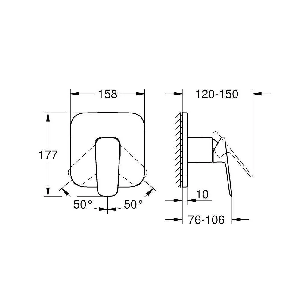 Grohe Cubeo zuhany csaptelep, színkészlet, matt fekete (1017772430)