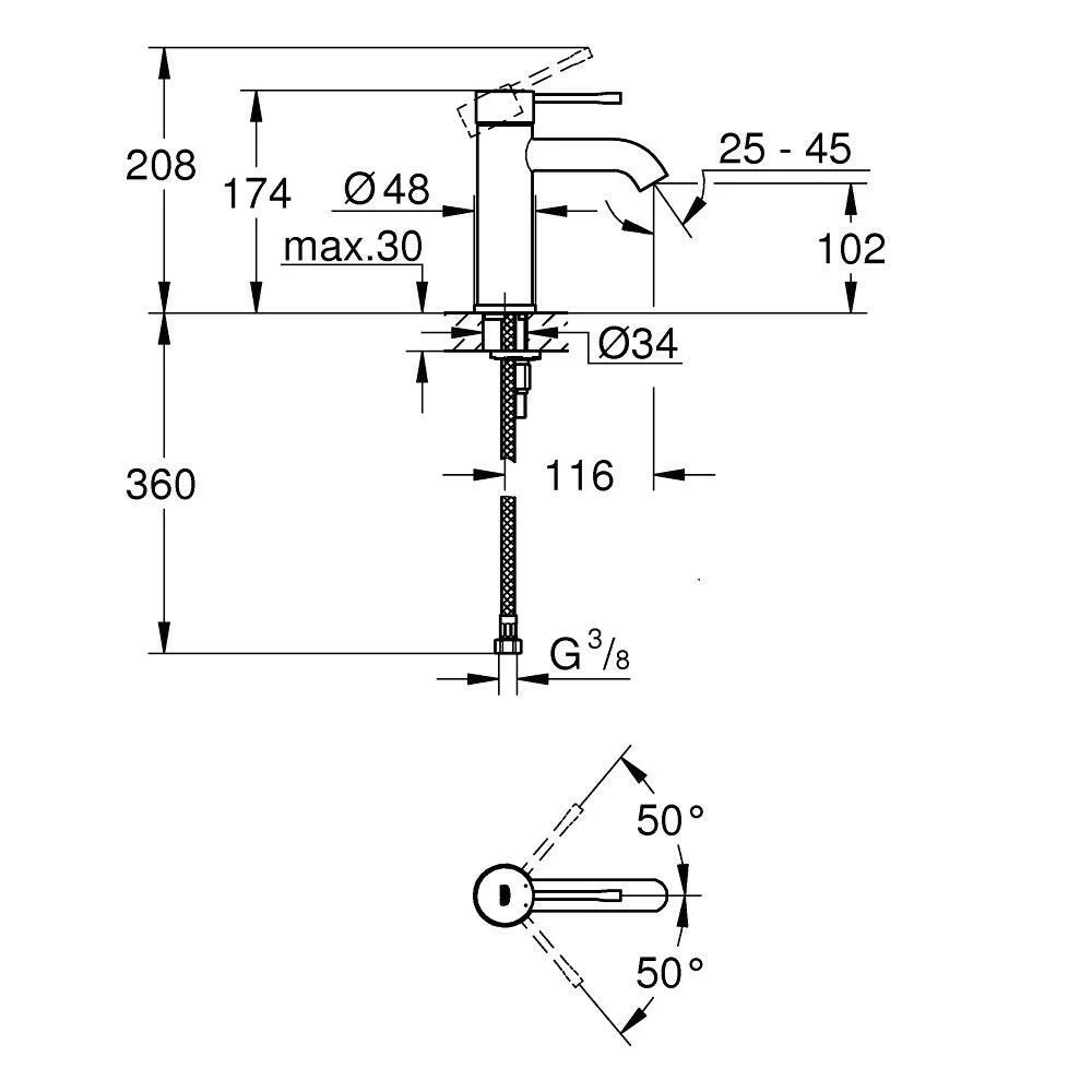 Grohe Essence Egykaros mosdócsaptelep 1/2" S-es méret (23590AL1)