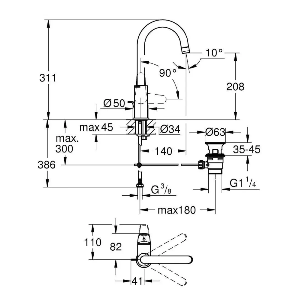 Grohe Euroeco egykaros mosdócsaptelep L-es méret