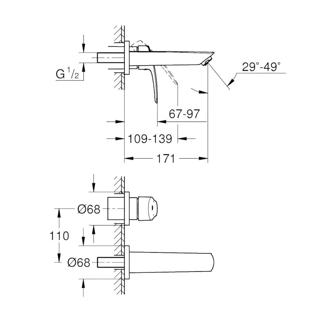 Grohe Eurosmart 2-lyukas mosdó csaptelep, S-es méret (29337003)