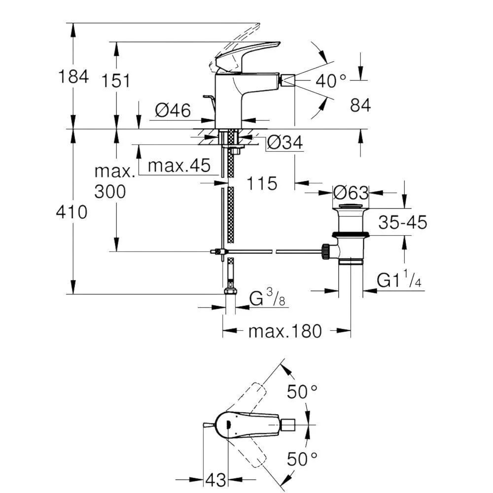 Grohe Eurosmart bidécsaptelep, S-es méret (32929003)