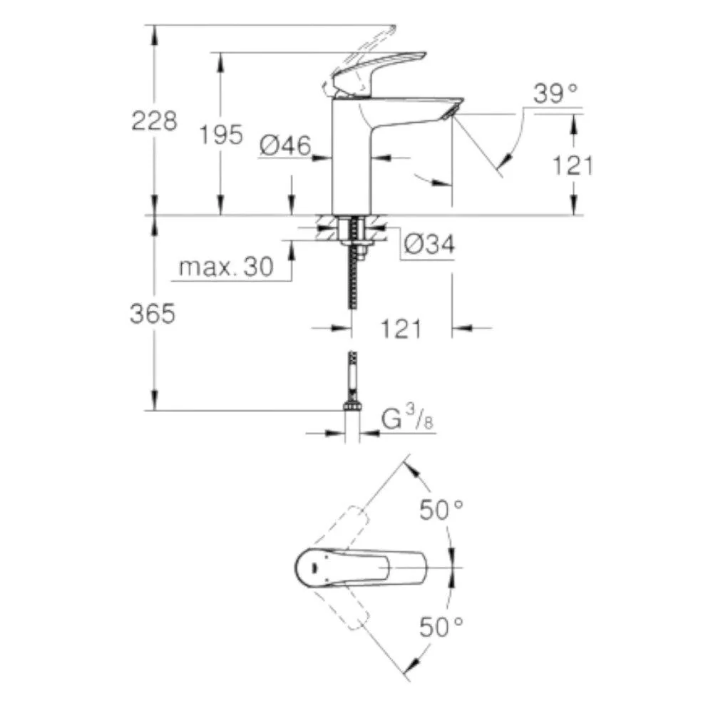 Grohe Eurosmart mosdó csaptelep, M-es méret, matt fekete (233242433)
