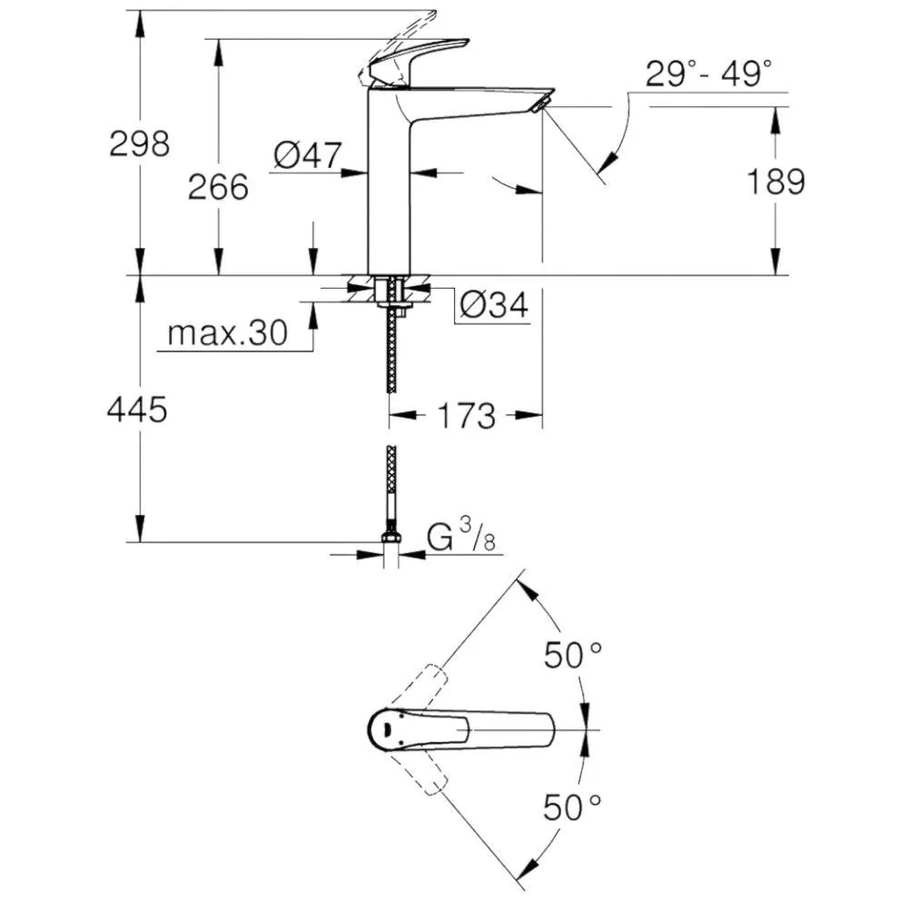 Grohe Eurosmart mosdó csaptelep, XL-es méret, matt fekete (239712433)
