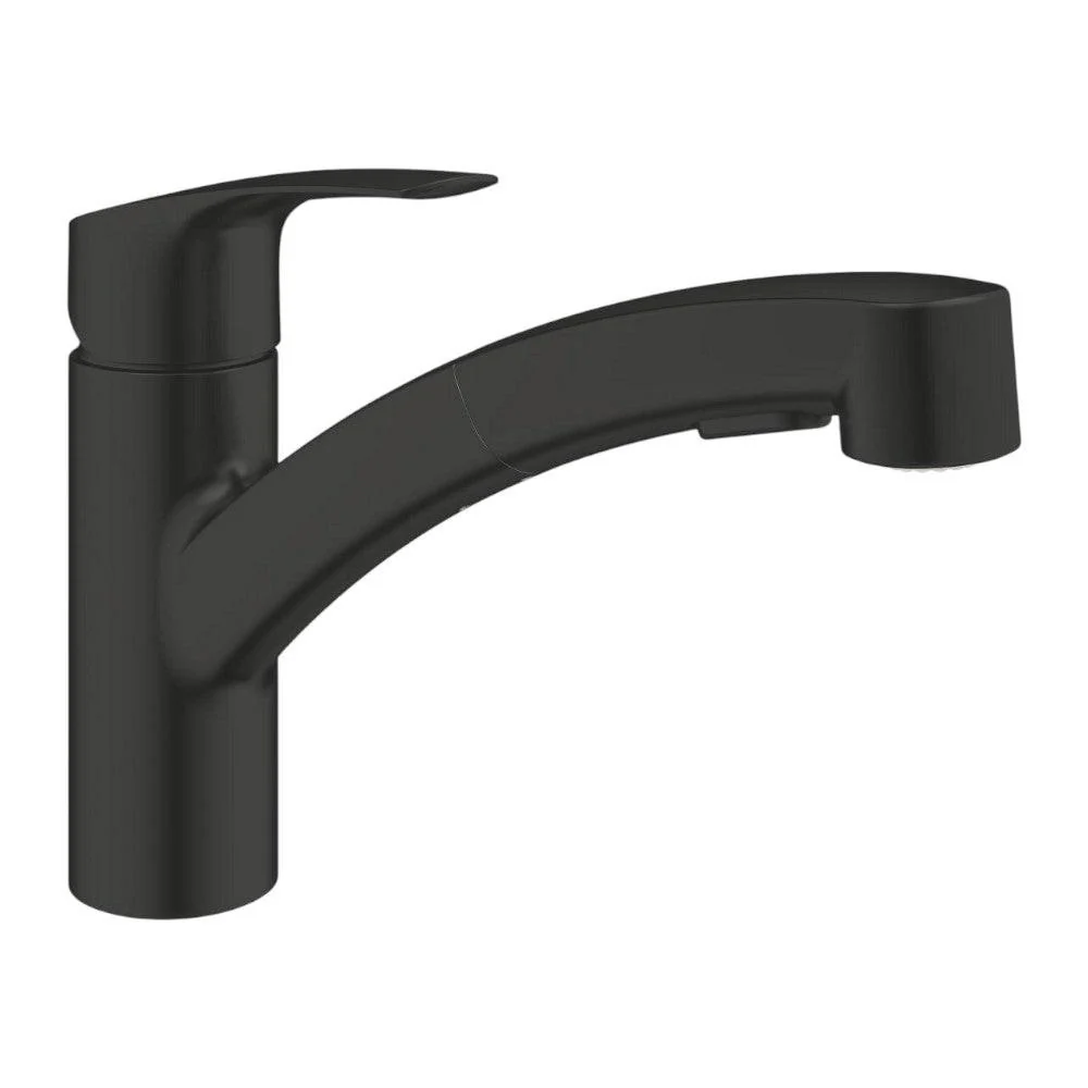 Grohe Eurosmart mosogató csaptelep, kihúzható-, kétfunkciós zuhanyfej, matt fekete (303052431)