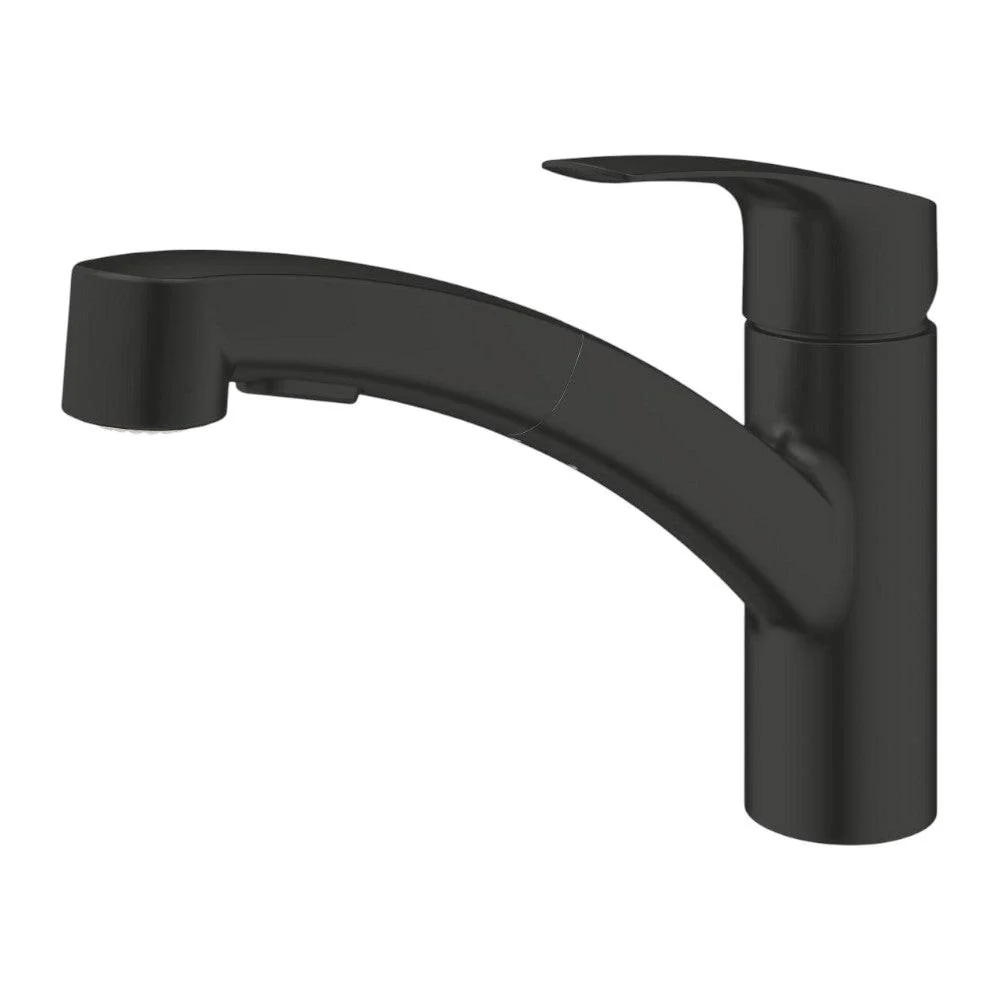 Grohe Eurosmart mosogató csaptelep, kihúzható-, kétfunkciós zuhanyfej, matt fekete (303052431)