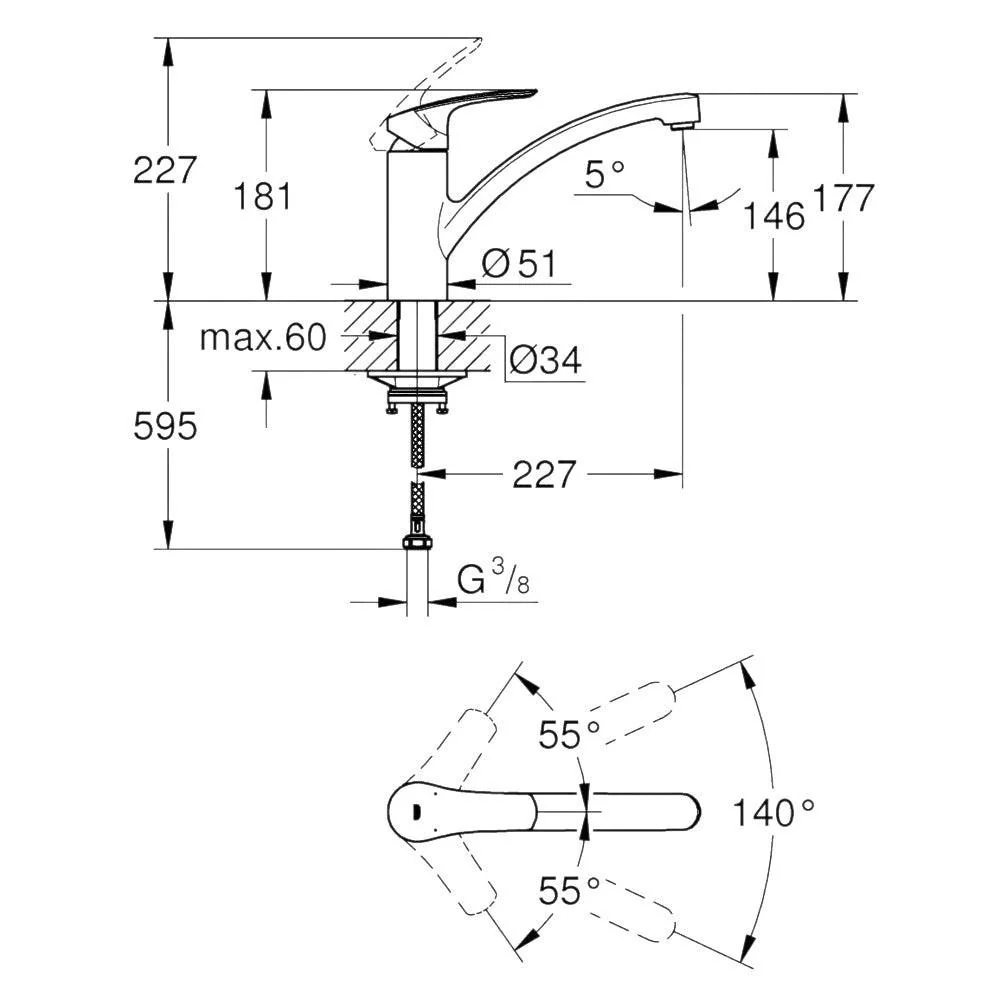 Grohe Eurosmart mosogató csaptelep, matt fekete (332812433)