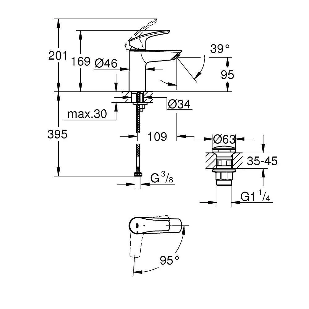 Grohe Eurosmart S-es ES mosdócsaptelep (23924003)