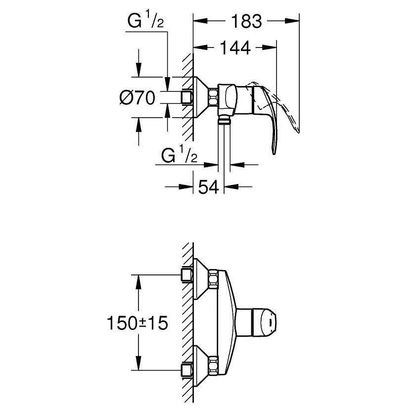Grohe Eurosmart zuhanycsaptelep zuhanyszett nélkül (33555002)