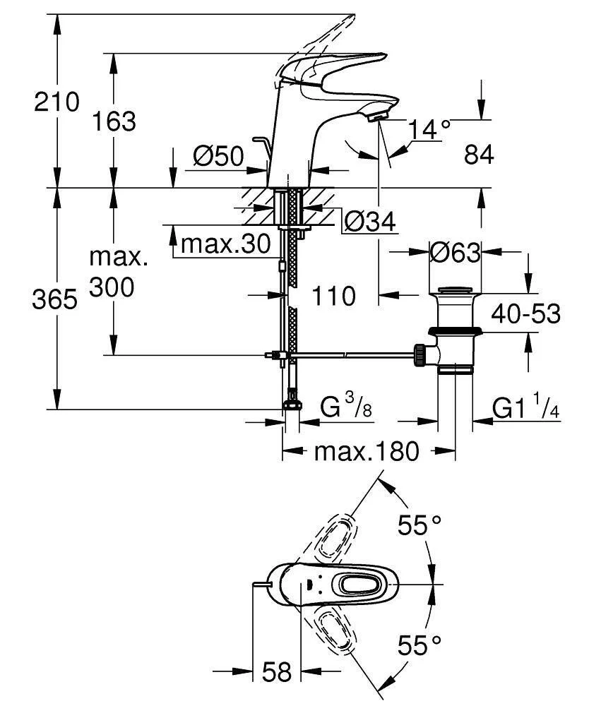 Grohe Eurostyle mosdó csaptelep húzórudas leeresztőgarnitúrával (33558003)
