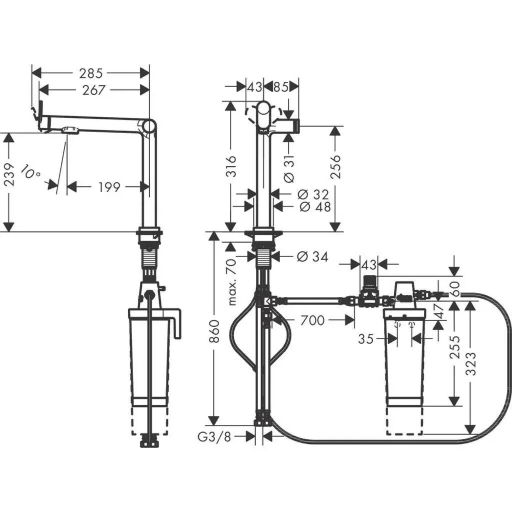 Hansgrohe Aqittura M91 Filtersystem konyhai csaptelep 240, 1jet (76802000)