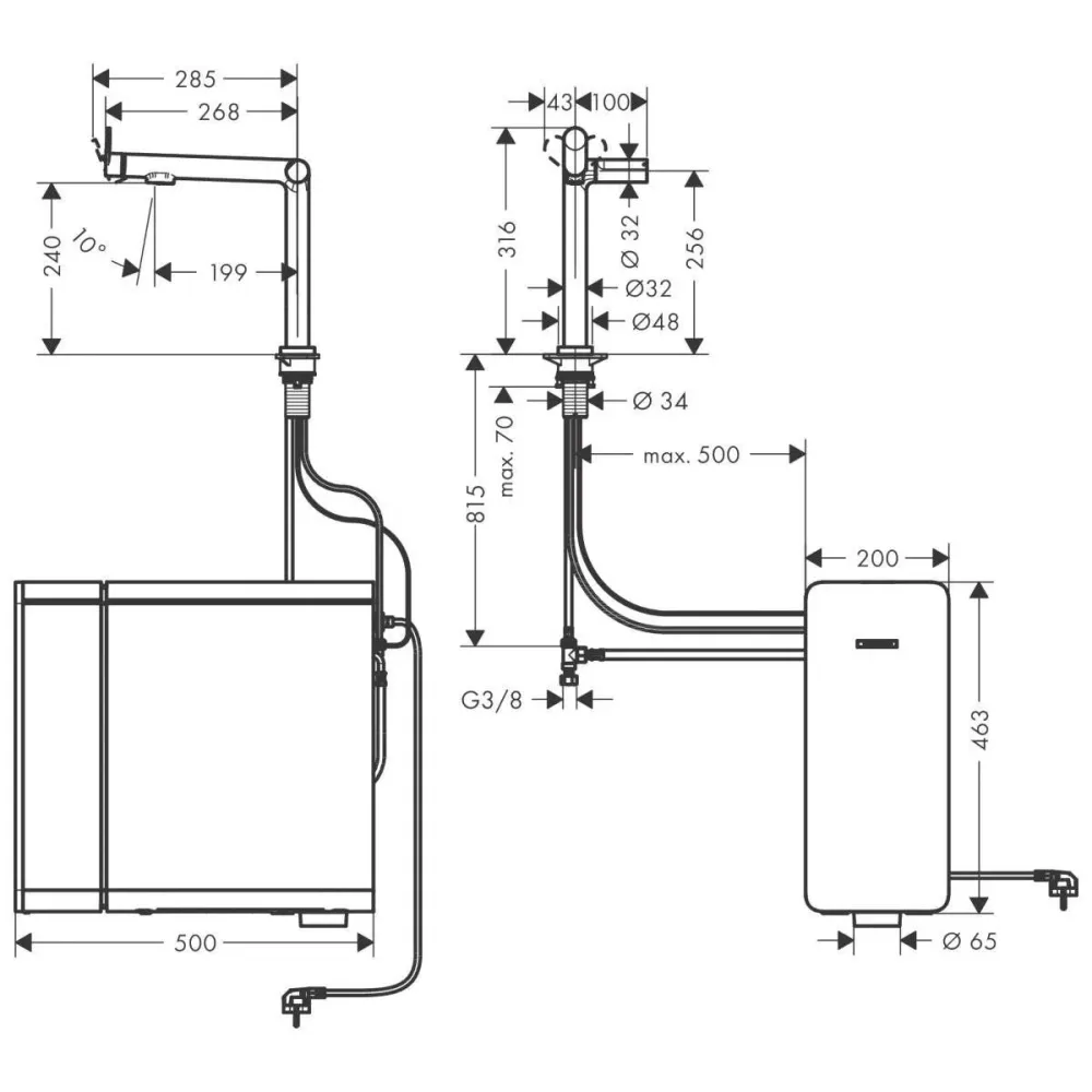 Hansgrohe Aqittura M91 Sodasystem konyhai csaptelep 240, 1jet, matt fekete (76837670 )
