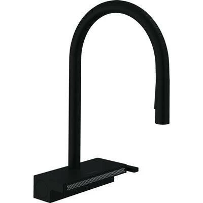 Hansgrohe Aquno Select M81 konyhai csaptelep 170 3 jet, kihúzható kifolyó, matt fekete (73837670)