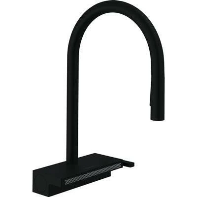 Hansgrohe Aquno Select M81 konyhai csaptelep 170 3jet, kihúzható kifolyó, sBox, matt fekete (73831670)