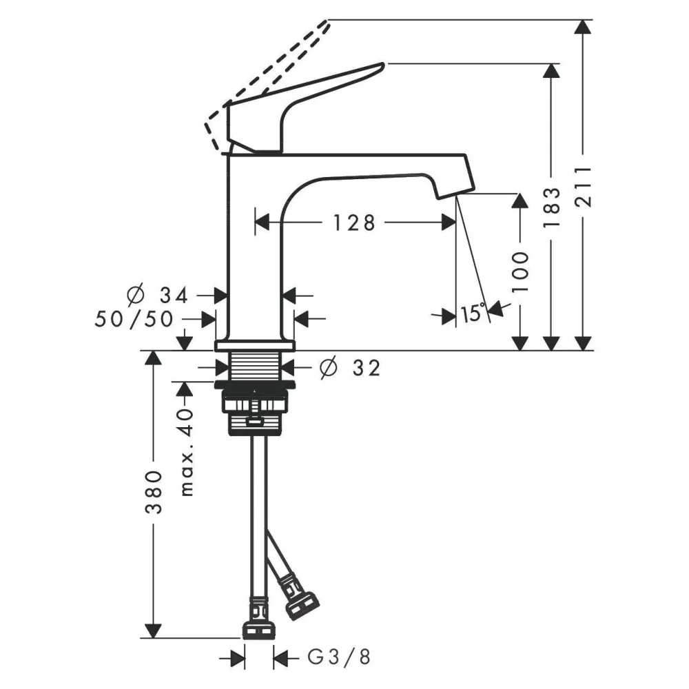 Hansgrohe Axor Citterio M mosdó csaptelep 240 mm, nem zárodó lefolyó-garnitúrával, fekete - kifutó (34017330)
