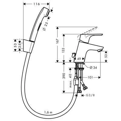 Hansgrohe Bidette 1jet/Focus mosdó csaptelep 70 szett (31926000)
