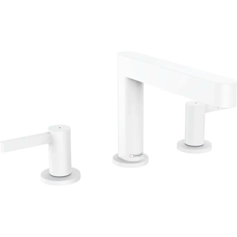 Hansgrohe Finoris 3 lyukú mosdócsaptelep 110, push-open lefolyógarnitúra, matt fehér (76033700)