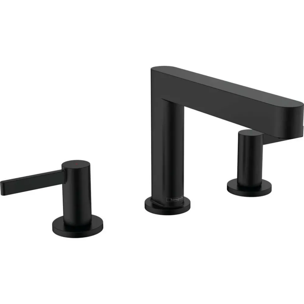 Hansgrohe Finoris 3 lyukú mosdócsaptelep 110, push-open lefolyógarnitúra, matt fekete (76033670)