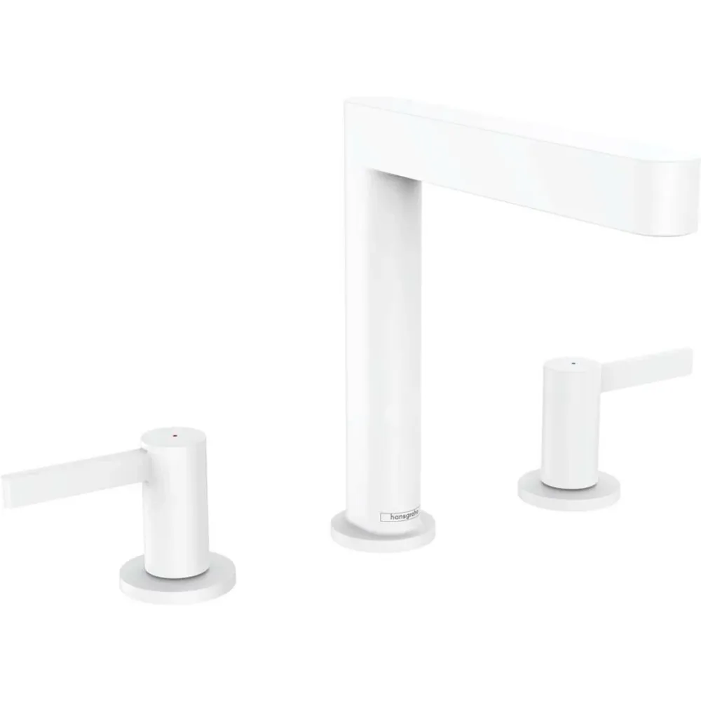 Hansgrohe Finoris 3 lyukú mosdócsaptelep 160, push-open lefolyógarnitúra, matt fehér (76034700)