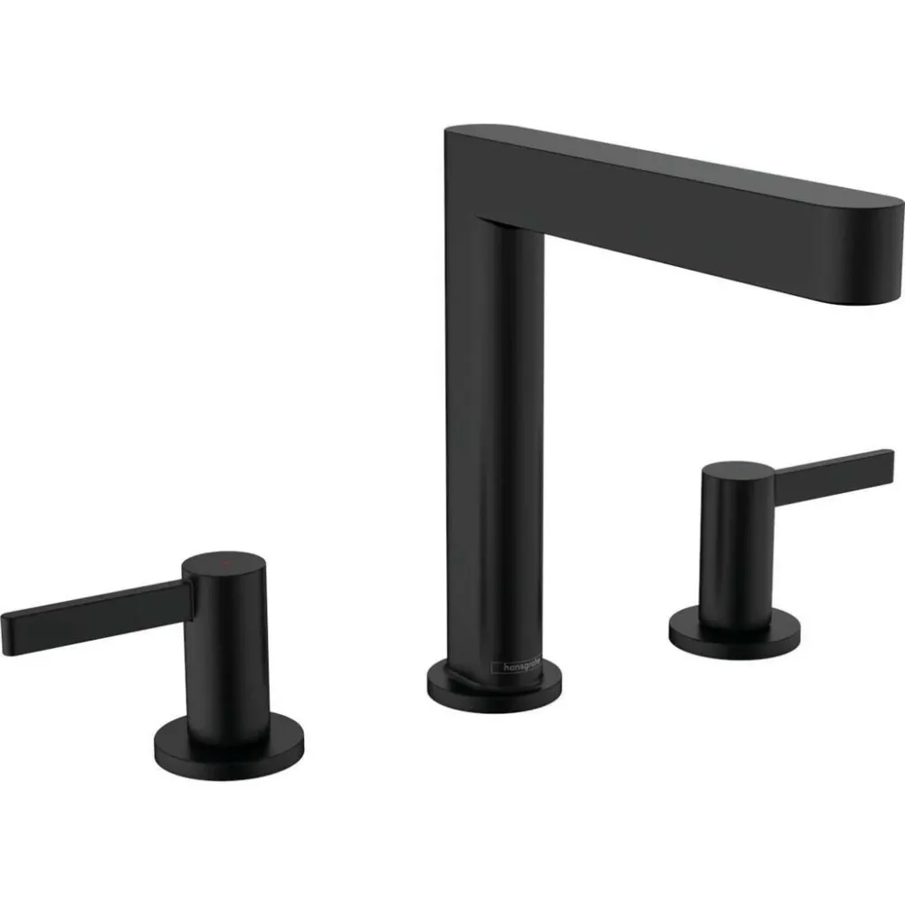 Hansgrohe Finoris 3 lyukú mosdócsaptelep 160, push-open lefolyógarnitúra, matt fekete (76034670)