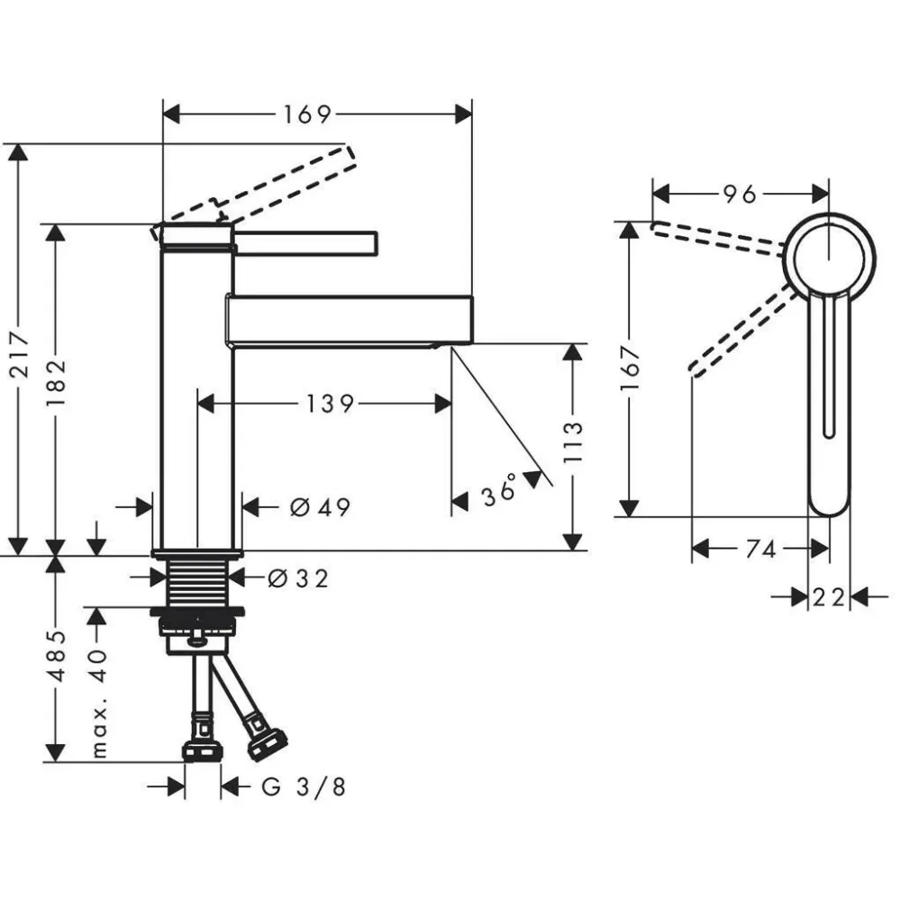 Hansgrohe Finoris mosdócsaptelep 110, CoolStart, push-open lefolyógarnitúra (76024000)