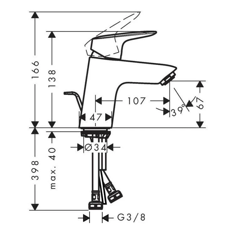 Hansgrohe Logis egykaros mosdócsaptelep 70 mm automata lefolyó-garnitúrával ( 71070000 )
