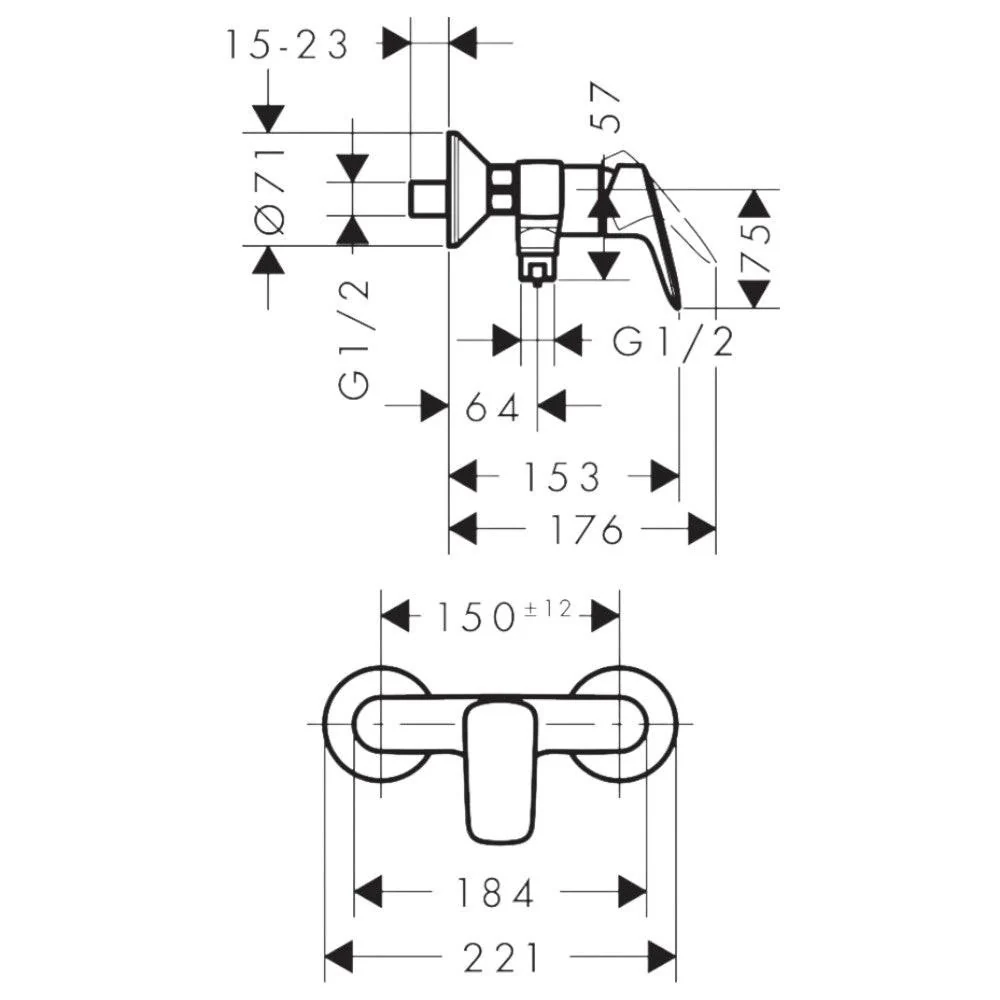 Hansgrohe Logis egykaros zuhanycsaptelep (71600670), matt-fekete