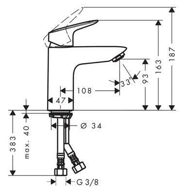 Hansgrohe Logis mosdó csaptelep 100 mm leeresztő nélkül ( 71101000 )