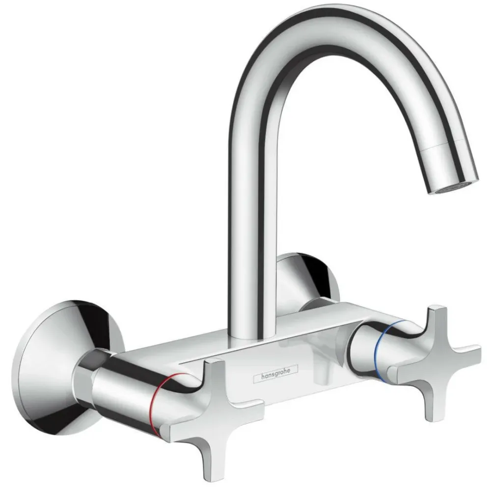 Hansgrohe Logis mosogató csaptelep kétkaros, fali 180° elfordítható kifolyóval (71286000)