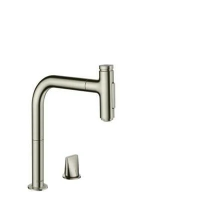 Hansgrohe Metris Select M71 2-lyukú konyhai csaptelep 200 kihúzható kifolyó (M7120), rozsdamentes acél hatású ( 73818800 )