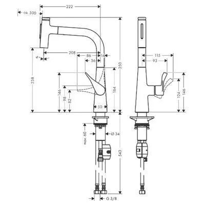 Hansgrohe Metris Select M71 konyhai csaptelep 240 2jet, kihúzható kifolyó, króm ( 73822000 )