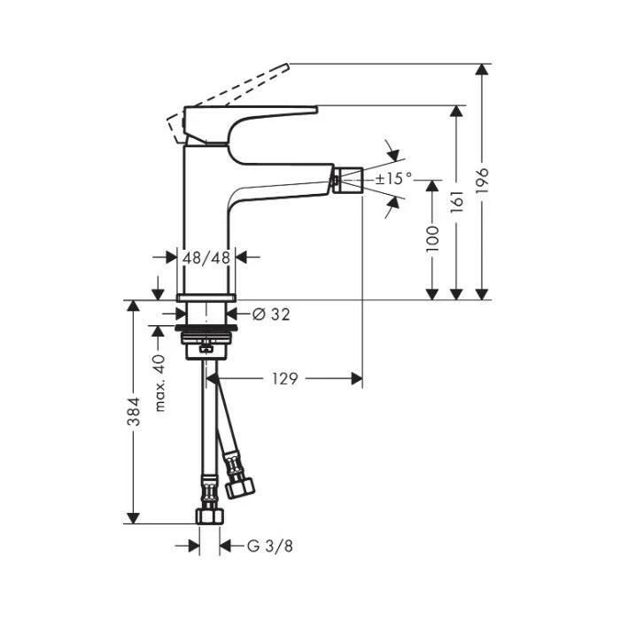 Hansgrohe Metropol egykaros bidécsaptelep, push-open lefolyóval, króm ( 32520000 )