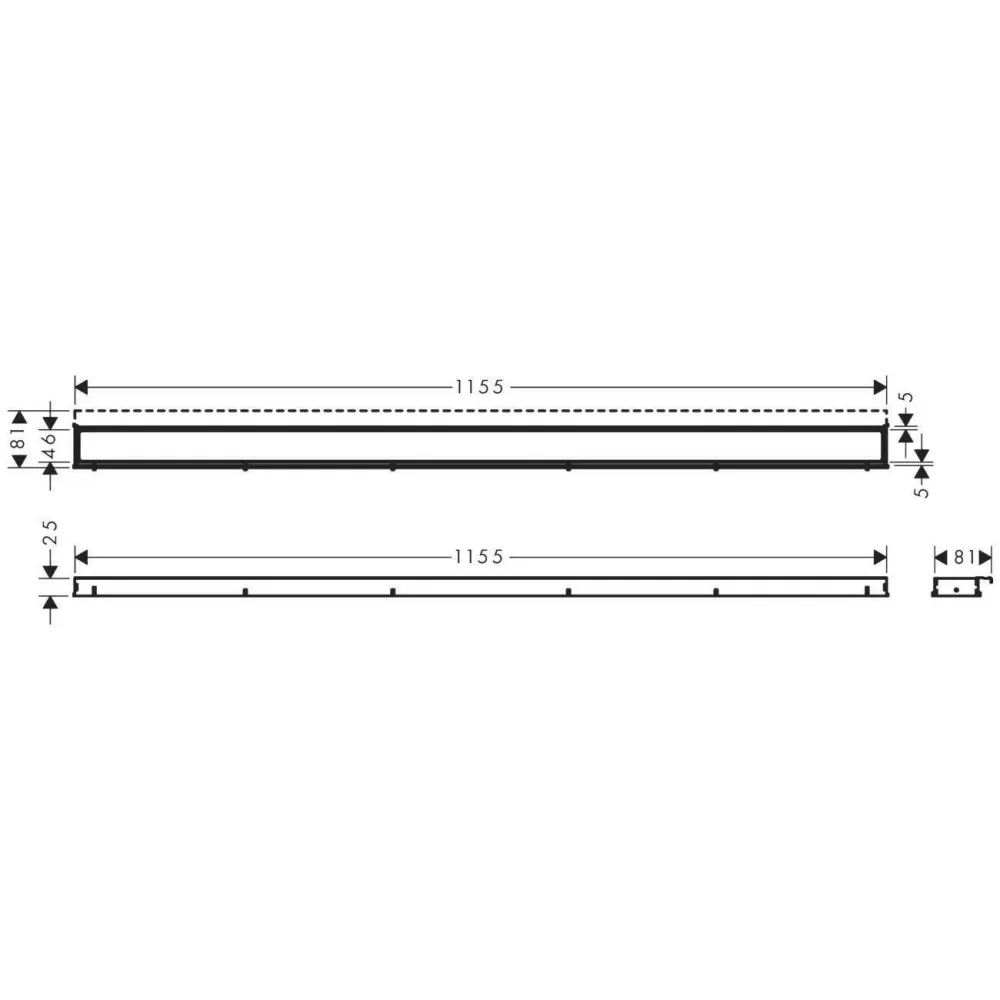 Hansgrohe RainDrain Match zuhanylefolyó színkészlet 120 cm, állítható magasságú keret, matt fekete (56042670)