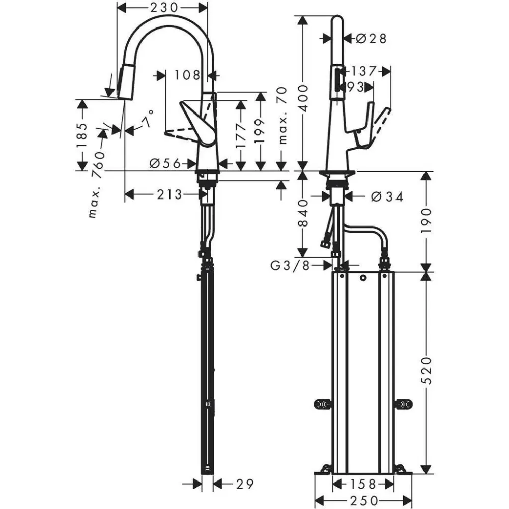 Hansgrohe Talis M51 konyhai csaptelep 200 kihúzható kifolyó (M5116-H200), króm (73851000)