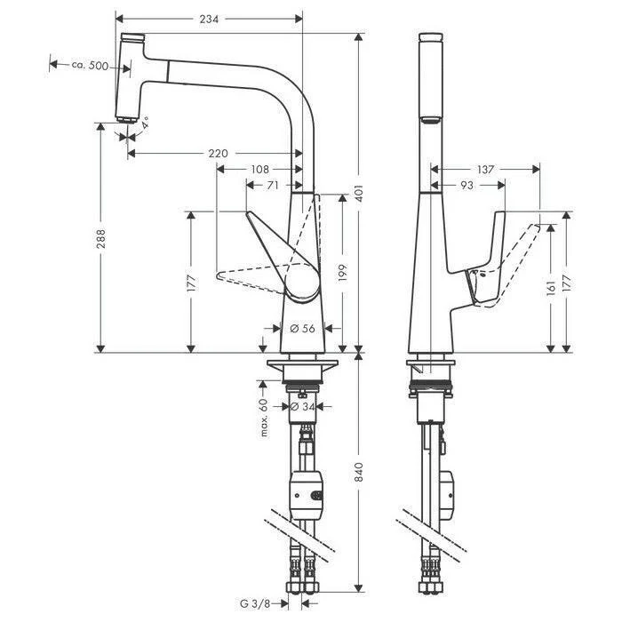 Hansgrohe Talis Select S 300 mosogató csaptelep kihúzható zuhany (72821000)