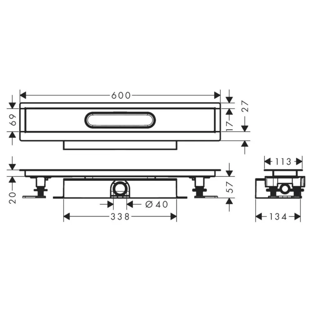 Hansgrohe uBox universal teljes szett lapos telepítéshez- 60 cm, zuhanylefolyó készlethez (56016180)