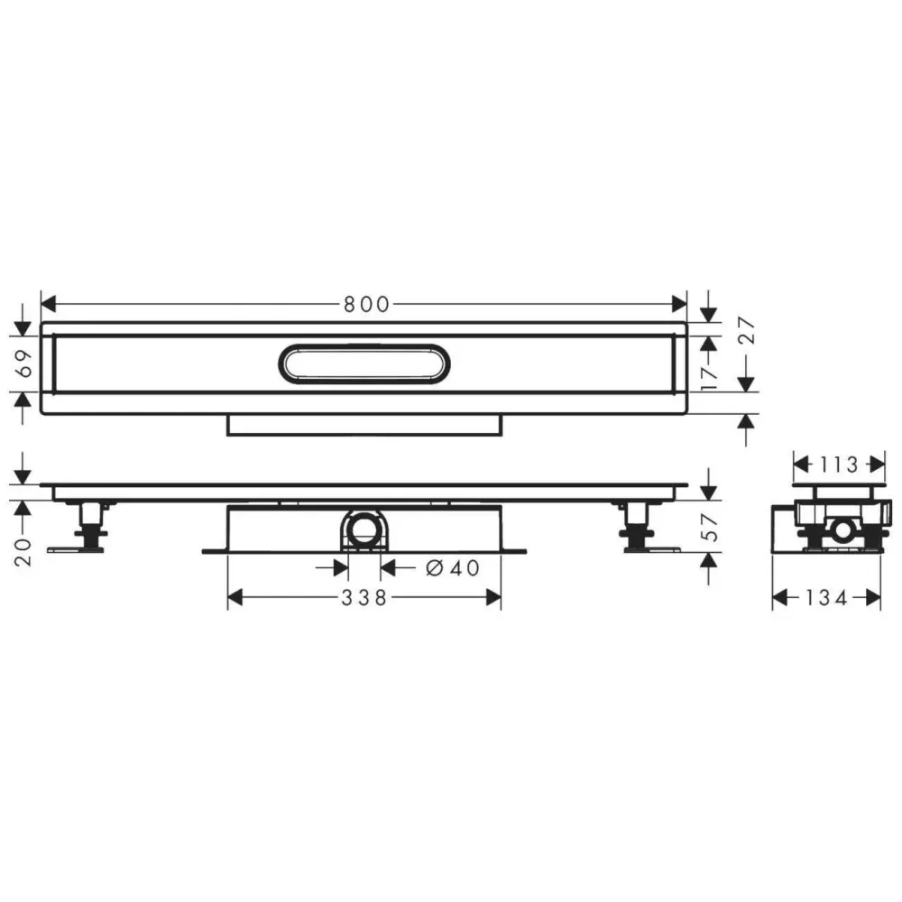 Hansgrohe uBox universal teljes szett lapos telepítéshez- 80 cm, zuhanylefolyó készlethez (56018180)
