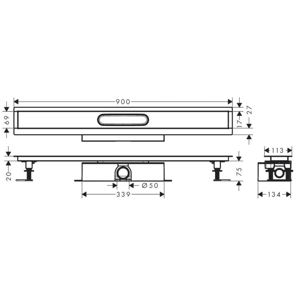 Hansgrohe uBox universal teljes szett standard telepítéshez- 90 cm, zuhanylefolyó készlethez (56025180)