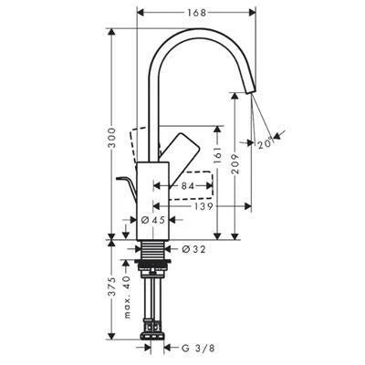 Hansgrohe Vivenis mosdócsaptelep 210, elforgatható kifolyóval és automata lefolyógarnitúrával ( 75030000 )