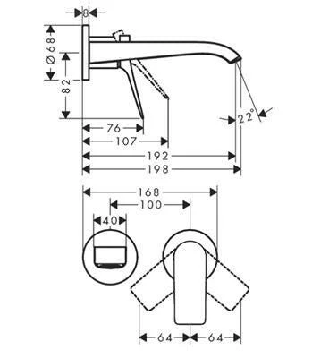 Hansgrohe Vivenis mosdócsaptelep falsík alatti telepítéshez, 19,2 cm-es kifolyó, matt fekete ( 75050670 )