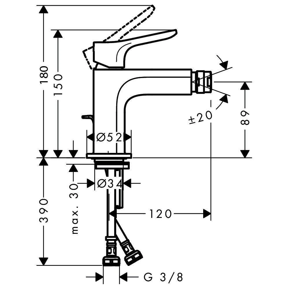 Hansgrohe Zebris bidé csaptelep automata lefolyógarnitúrával, matt fekete (72579670)