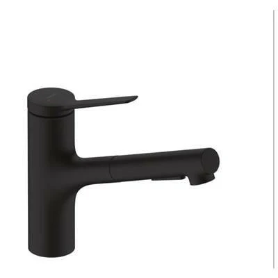 Hansgrohe Zesis M33 konyhai csaptelep 150, kihúzható kifolyó, 2jet, sBox, matt fekete ( 74803670 )